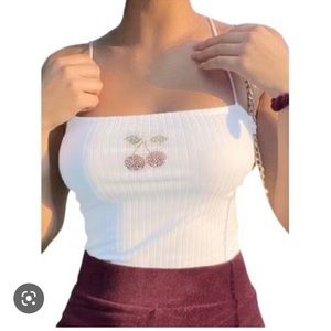 Cherry Ribbed Tank Top